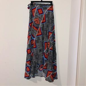 African print wrap maxi skirt